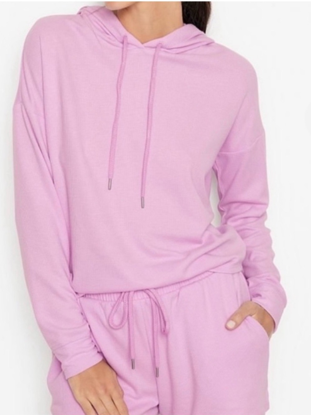 Victoria's Secret Lilac Glow Waffle Knit Hoodie & Shorts Set XL